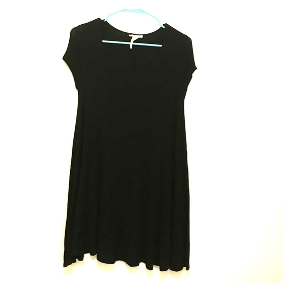 POETRY CAP SLEEVE SCOOP NECK BLACK DRESS