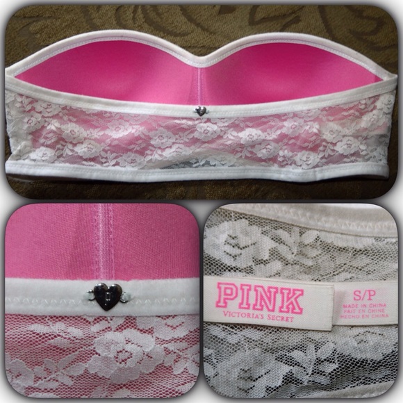 Victorias Secret White Pink Bandeau Bra sz Sm/P