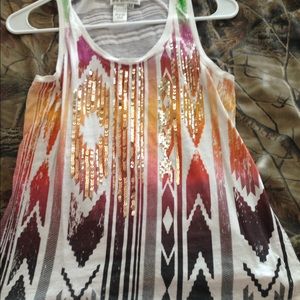 Tank top with see through back and colorful front