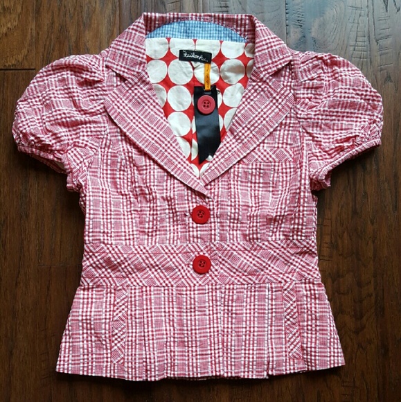 Taikonhu (Anthropologie) cropped seersucker jacket