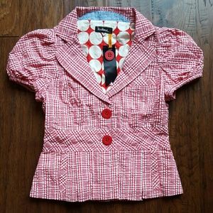 Taikonhu (Anthropologie) cropped seersucker jacket