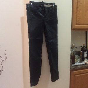 All Saints black & shiny skinny jeans.