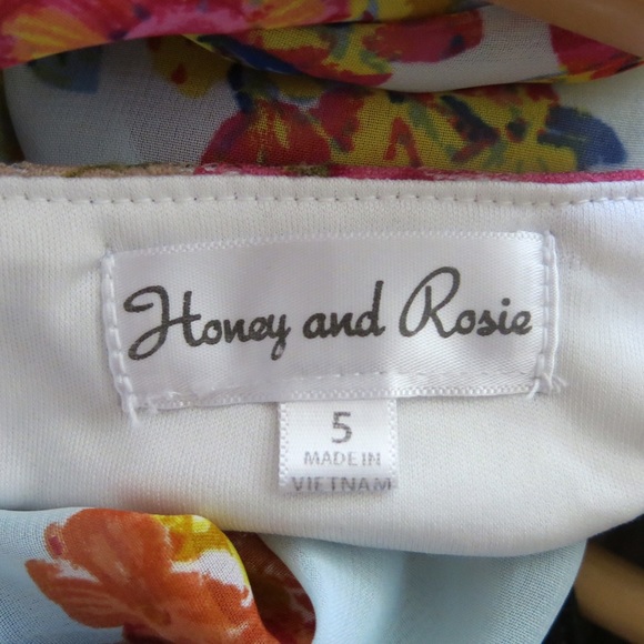 Honey & Rosie Tan Floral Dress with Heart Cutout - Picture 4 of 4