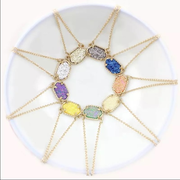 Gold plated silver druzy necklace - Picture 4 of 4