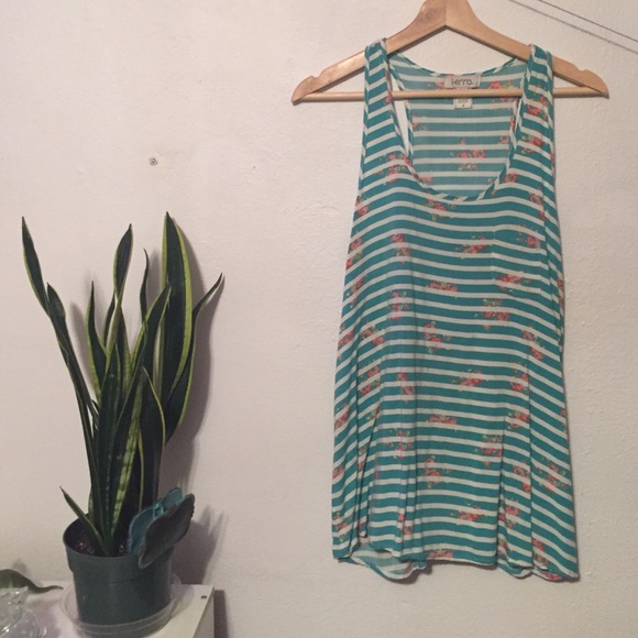 Teal striped tank
