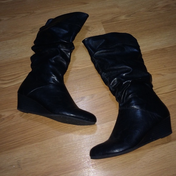 leather boots with heel