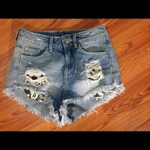 Ripped high waisted shorts