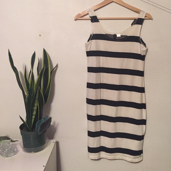 H&M black and white striped tank dress