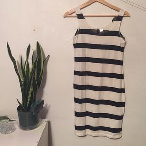 H&M black and white striped tank dress