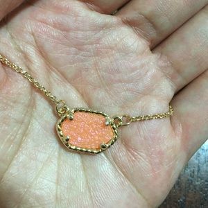 Pink sparkling druzy necklace