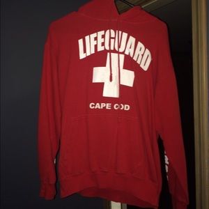 Red & White Lifeguard Hoodie Sweatshirt