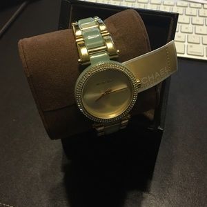 Gold and blue Michael Kors watch