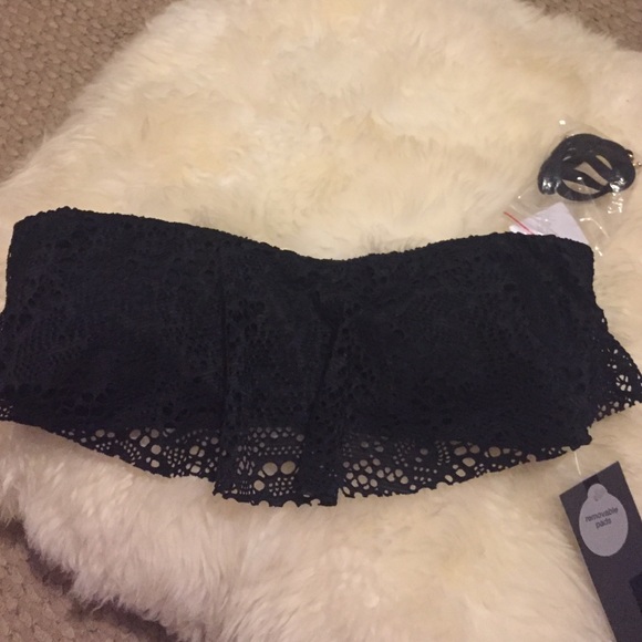 Black Lace Bandeau Top. NWT.