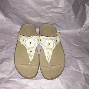 Fitflop sandals with white leather flowers