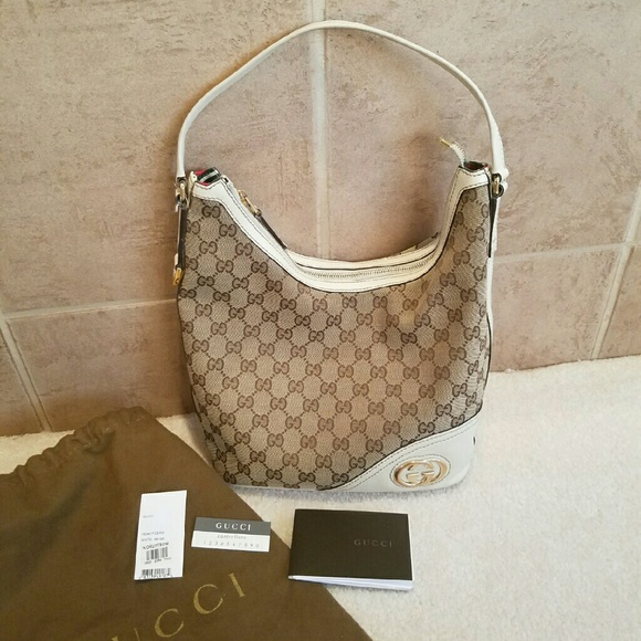 Authentic Gucci Leather/Canvas Shoulder Bag