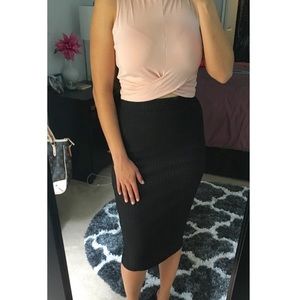 *Last One* Black Ribbed Midi Skirt