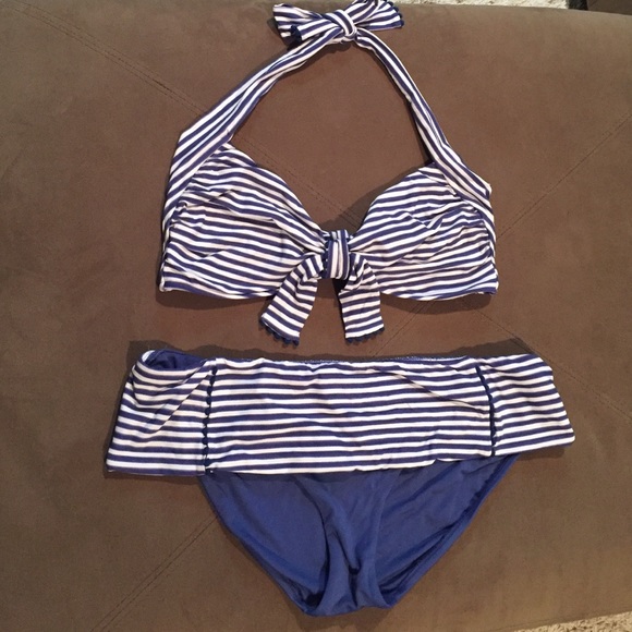 Seafolly blue and white stripped bikini