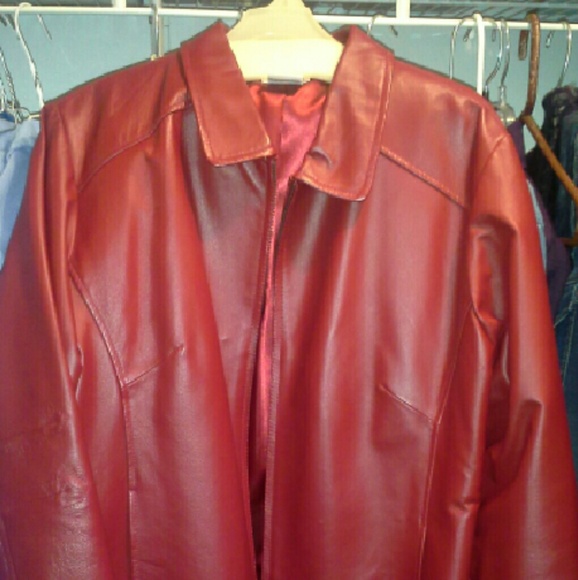 Red leather jacket