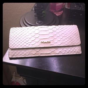 White Python Embossed Leather Coach Wallet