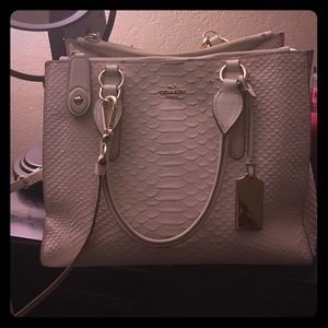 White Python Embossed Leather Coach Purse