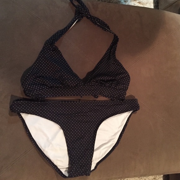 Old navy black with pink polka dots bikini