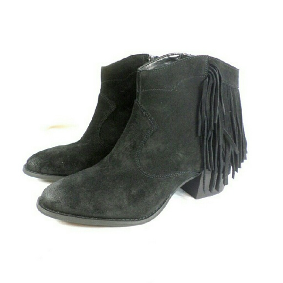 Marc Fischer Sade Black Suede Fringe Booties - Picture 3 of 4