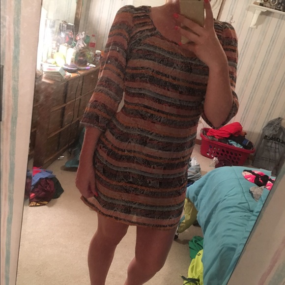 Multicolor 3/4 Sleeve Dress