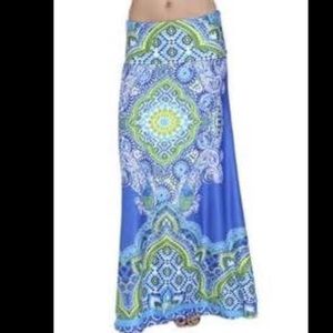 Blue paisley maxi skirt, size large