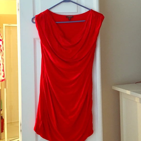 Express Long Red Draped Shirt size small