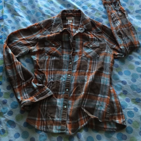 Orange and Aqua flannel shirt
