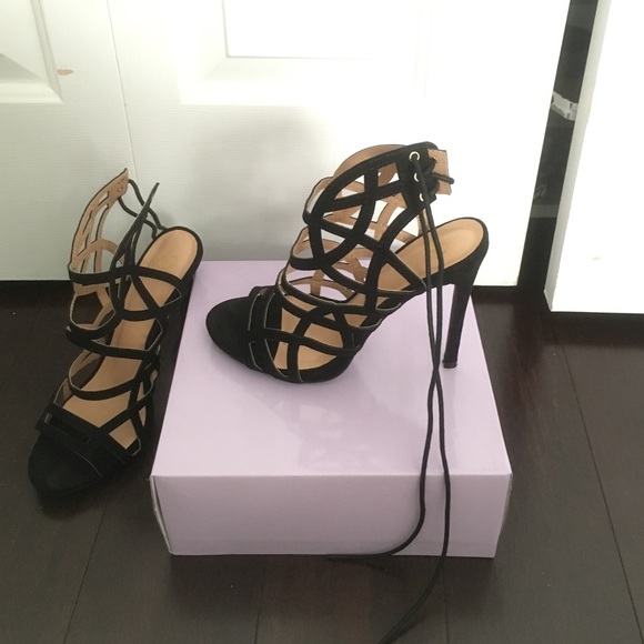 Black Strappy Laceup Heel