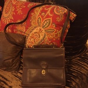 Brown leather coach bag