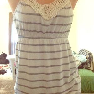 Gray & White Striped Tank