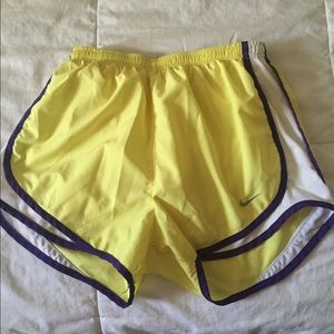 Women's Nike shorts-neon yellow with purple trim