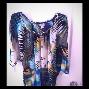 Ladies Worthington size small tropical silk blouse
