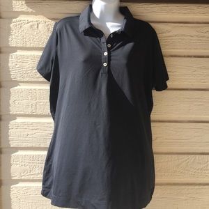 Black striped Ladies Nike golf Dri-fit shirt.