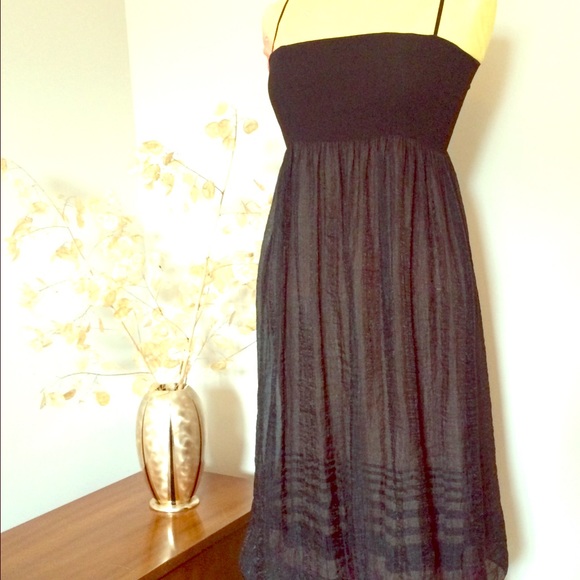 Max Studio black sheer sundress, striped lining
