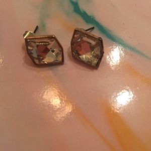 Diamond shaped fake diamond earrings