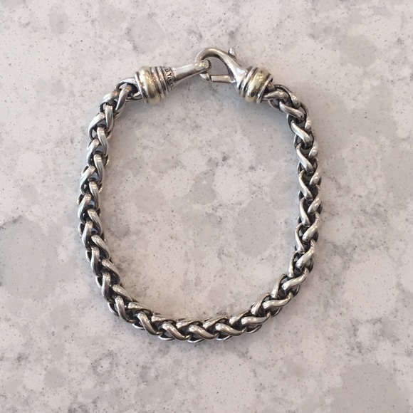 David Yurman SS & 14kt Wheat Chain Bracelet 7.5in