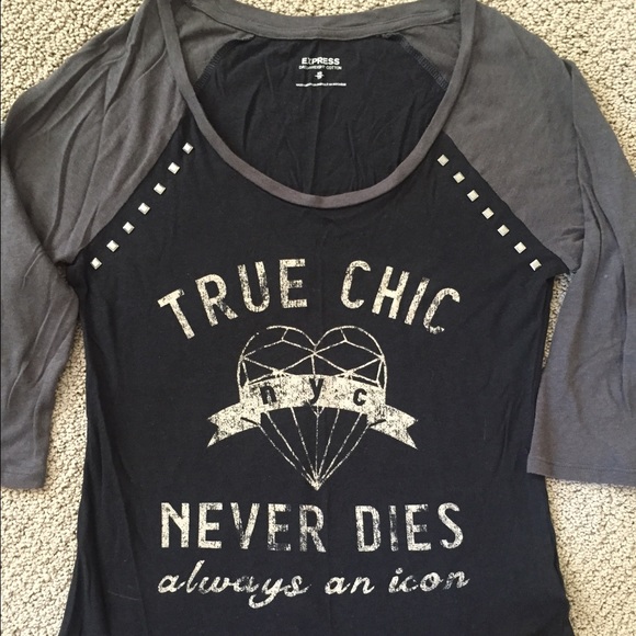 •EXPRESS• 3/4 sleeve studded baseball tee
