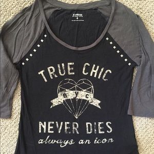 •EXPRESS• 3/4 sleeve studded baseball tee