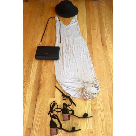 Nude, form fitting maxi dress