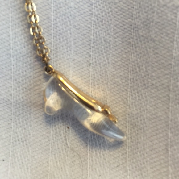 Glass slipper replica pendant with gold chain