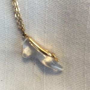 Glass slipper replica pendant with gold chain
