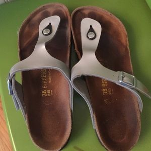 Silver birkenstock sandals size 38