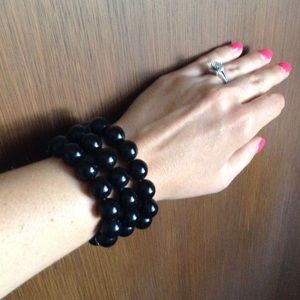 Chunky Black Bead Bracelet