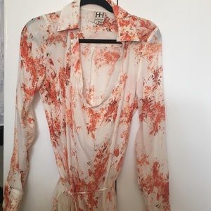 Haute hippie orange print top with tie