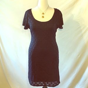 Eyelet navy blue dress