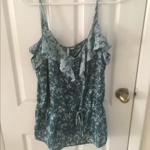 Cute two tone floral blue tank xl