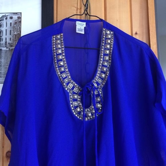 Chiffon cobalt blue tie side top - Picture 2 of 2